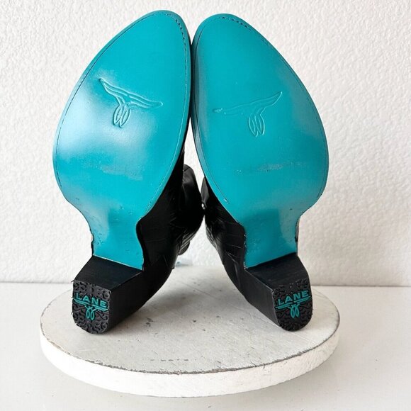 NEW Lane CHELSEA Womens Cowboy Bootie 11 Cowgirl Western Black Short Ankle Boots - Picture 9 of 12